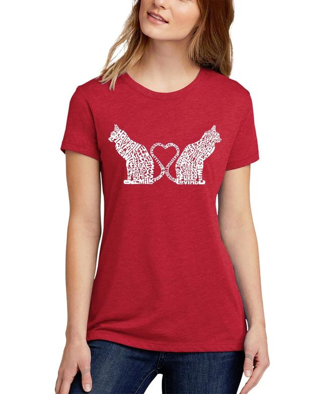 La Pop Art Womens Premium Blend Word Art Cat Tail Heart T-Shirt Product Image