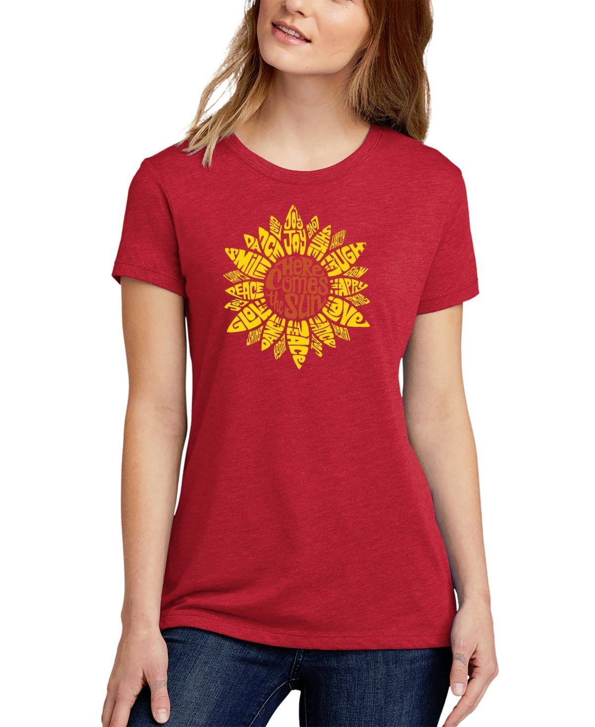 La Pop Art Womens Premium Blend Sunflower Word Art T-shirt Product Image