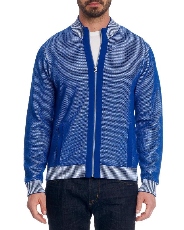 Robert Graham Men's Conboy Wool-Blend Zip-Front Sweater - Size: LARGE - MEDIUM BLUE Product Image