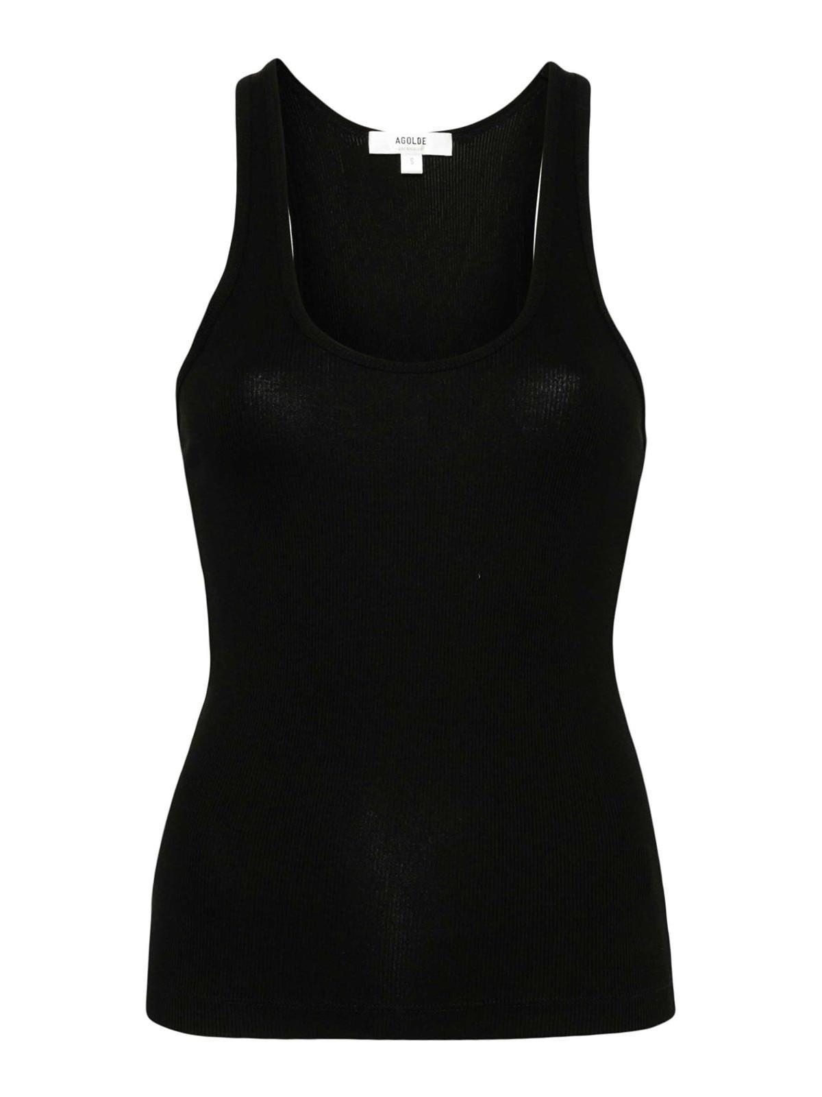 AGOLDE Ribbed-knit Tank Top In Black Product Image