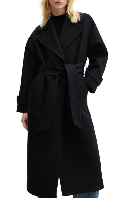 MANGO Wool Blend Garbardine Belted Coat Product Image