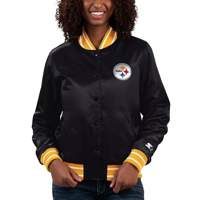 Womens Starter Pittsburgh Steelers Full Count Satin Full-Snap Varsity Jacket Product Image