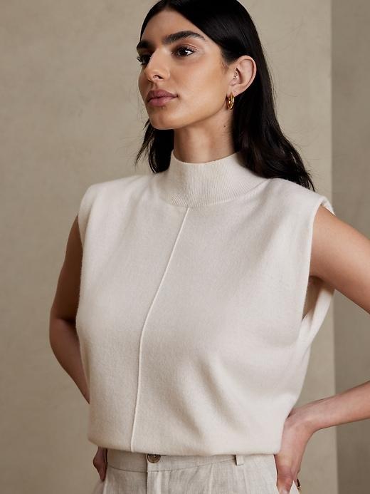 Franca Cashmere Padded-Shoulder Top Product Image