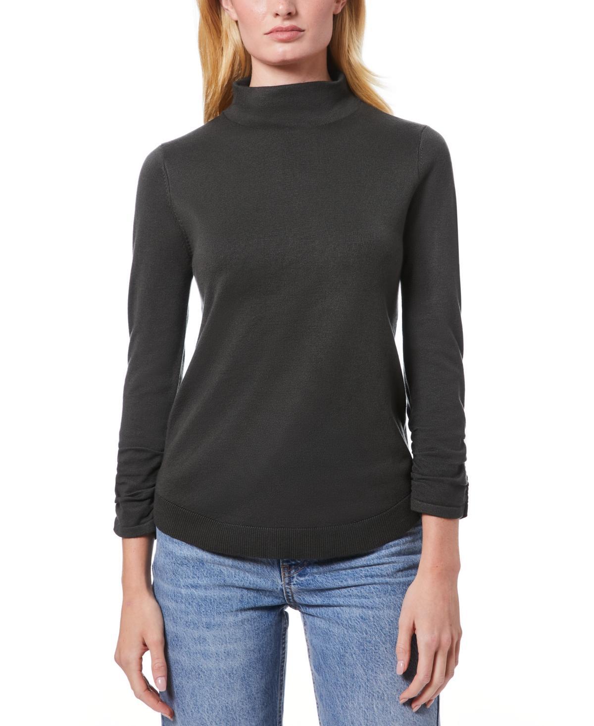 Melissa Paige Womens Ruched-Sleeve Funnel-Neck Sweater Product Image