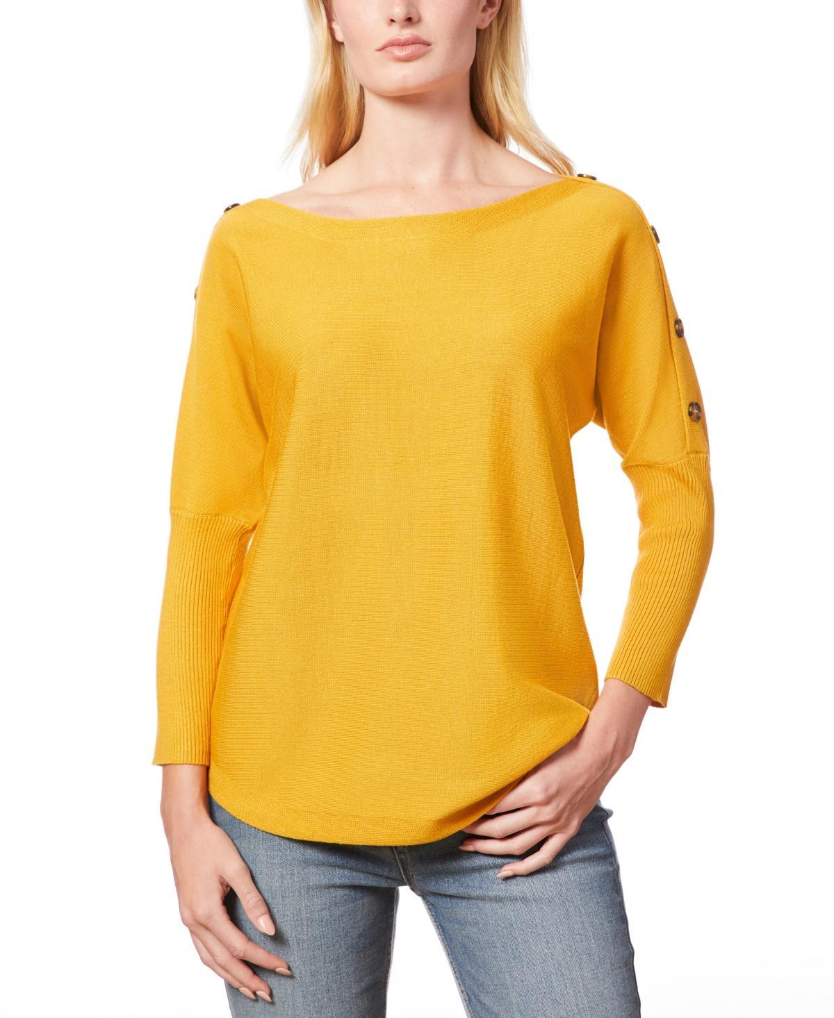 Melissa Paige Womens Dolman-Sleeve Buttoned-Sleeve Sweater Product Image