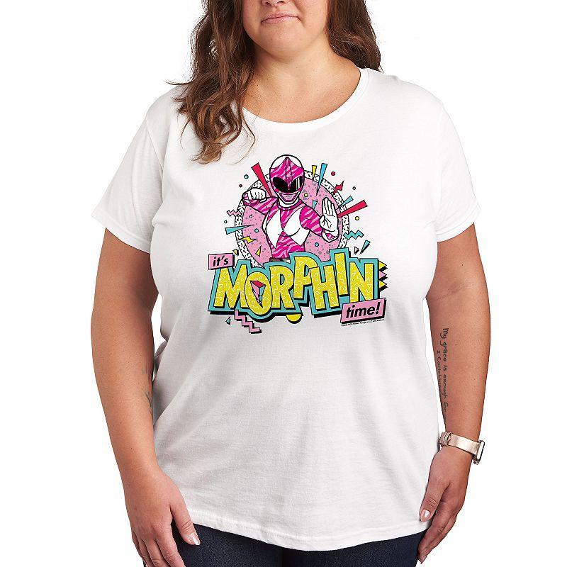 Plus Power Rangers Morphin Time Pink Graphic Tee, Womens Product Image