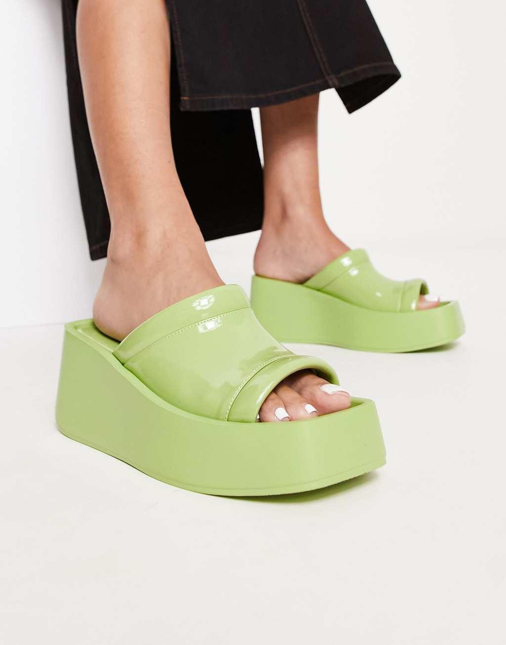 Daisy Street Exclusive chunky sole sandals in green Product Image