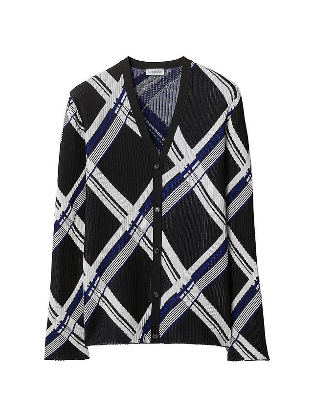 Womens Check Rib-Knit Silk Cardigan Product Image