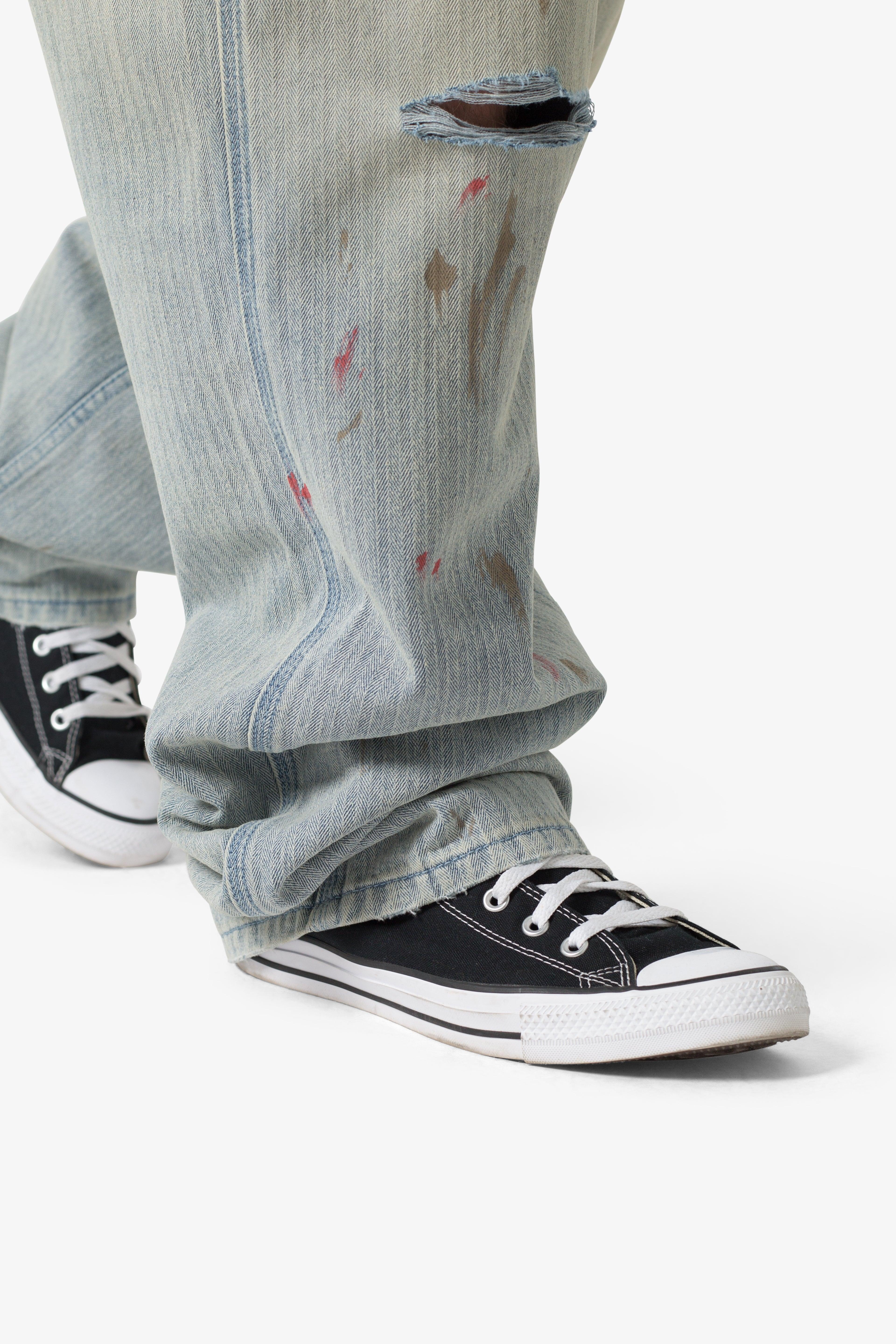 Ultra Baggy Painted Work Denim - Vintage Blue Product Image