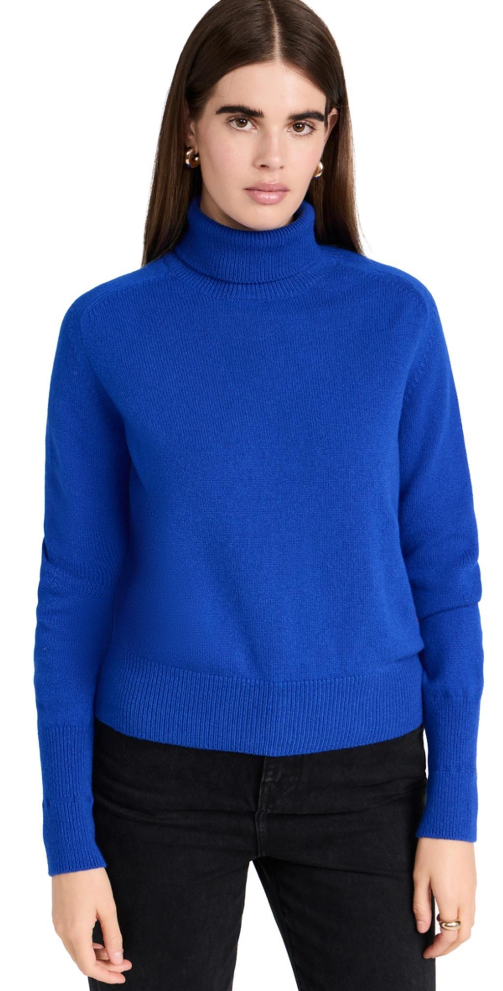 Knit Wool Turtleneck Sweater In Sapphire Blue Product Image