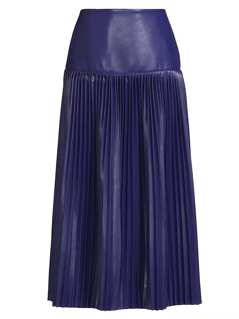 Faux-Leather Pleated Midi-Skirt Product Image