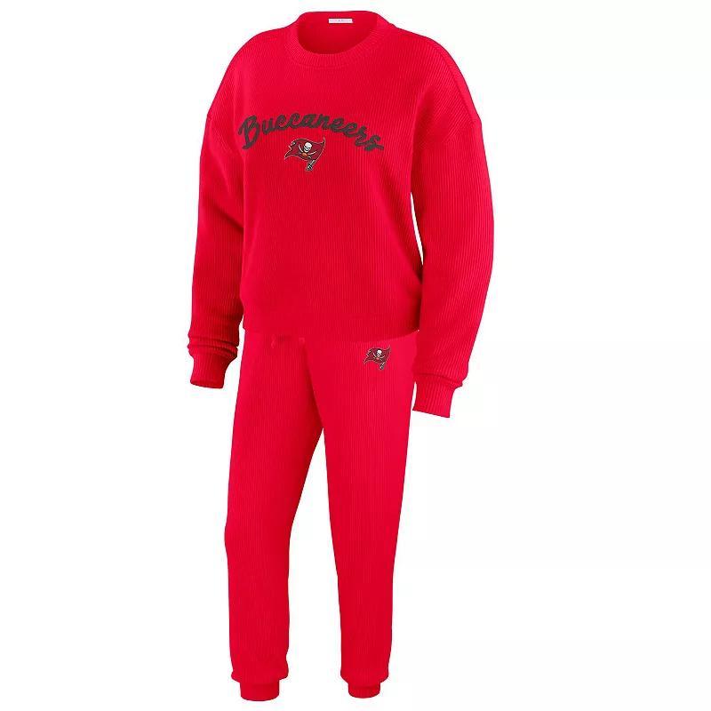 Womens WEAR by Erin Andrews Tampa Bay Buccaneers Plus Size Knitted Tri-Blend Long Sleeve T-Shirt & Pants Lounge Set Product Image