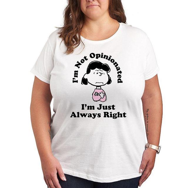 Plus Peanuts Lucy Im Always Right Graphic Tee, Womens White Product Image