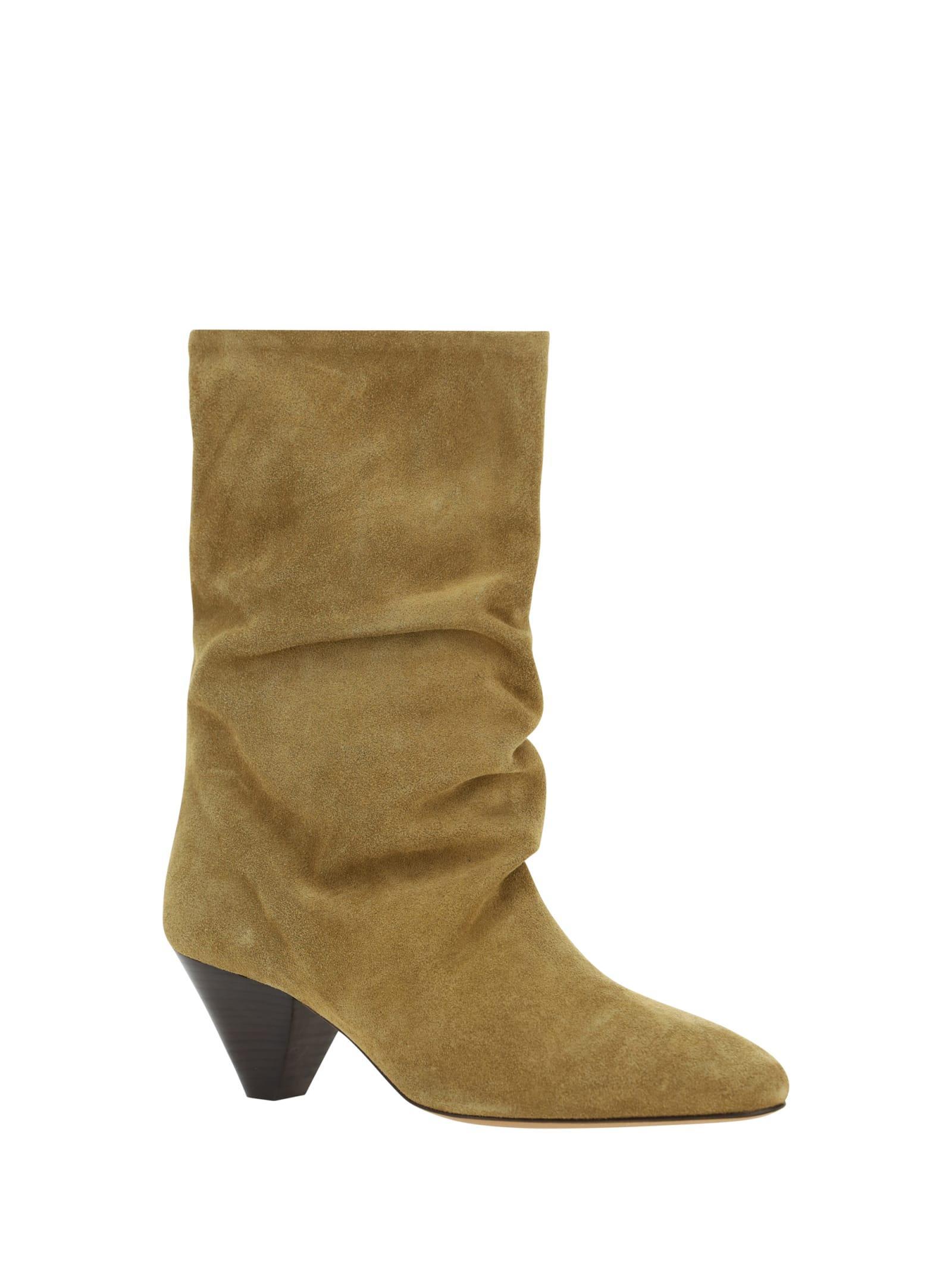 Slouchy Suede Boots In Taupe Product Image