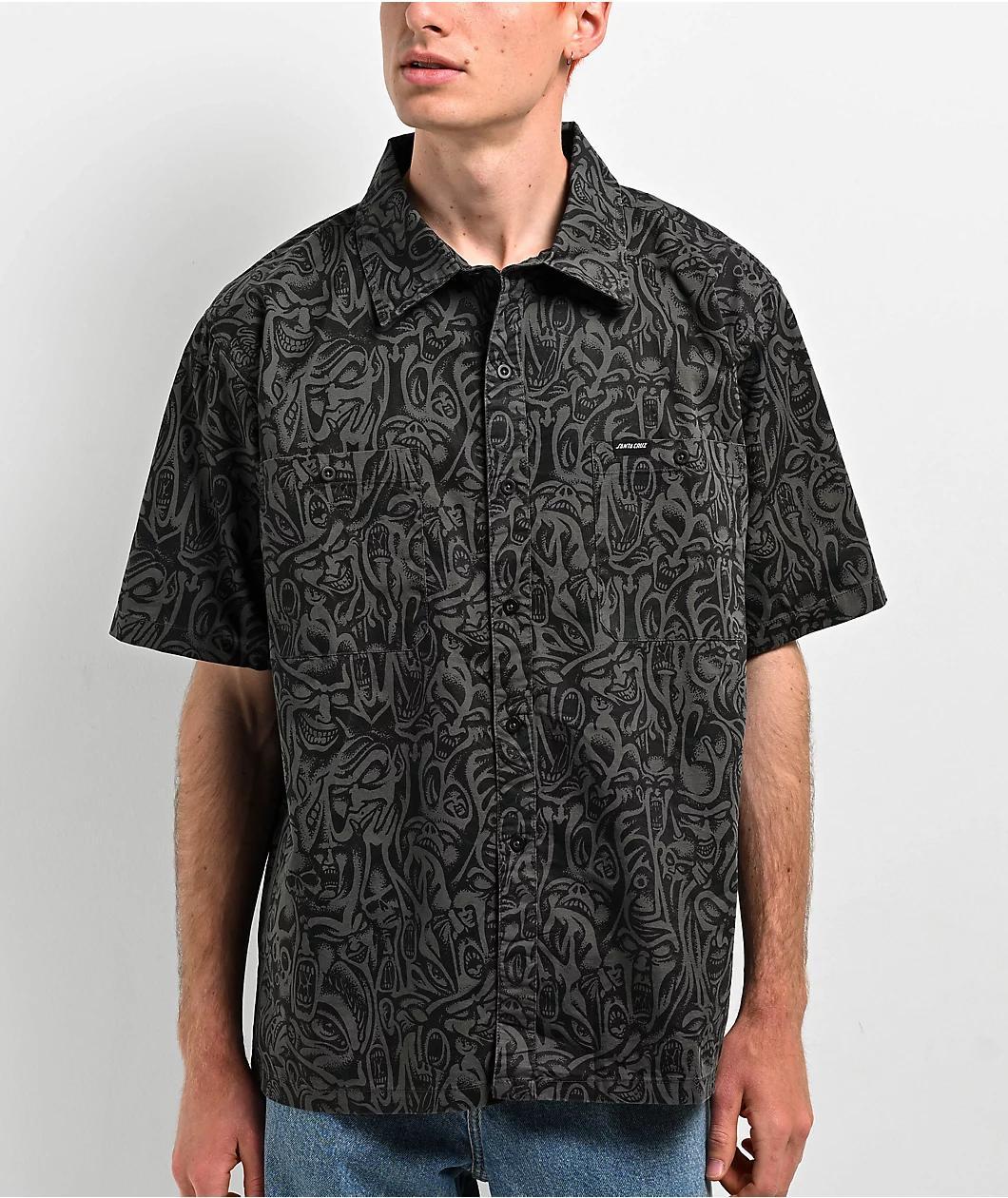 Santa Cruz Knox Faces Black Short Sleeve Button Up Work Shirt Product Image