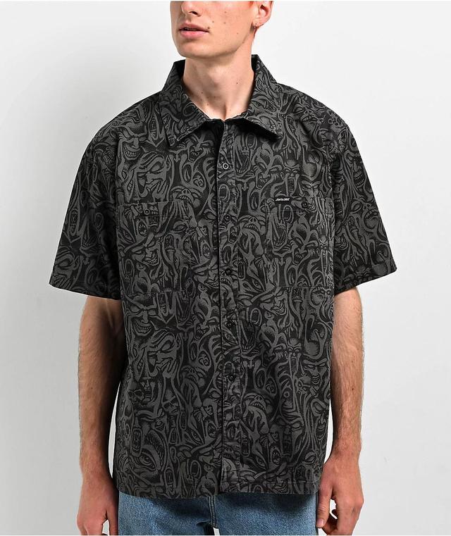 Santa Cruz Knox Faces Black Short Sleeve Button Up Work Shirt Product Image