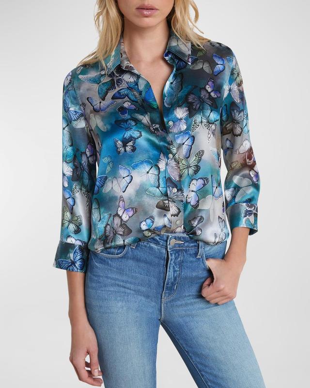 Multi-Cloud Butterfly Dani Silk Blouse Product Image