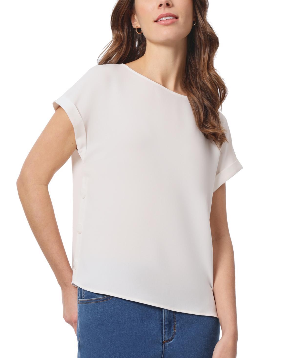 Jones New York Womens Short-Sleeve Button-Detail Top, Regular & Petite Product Image