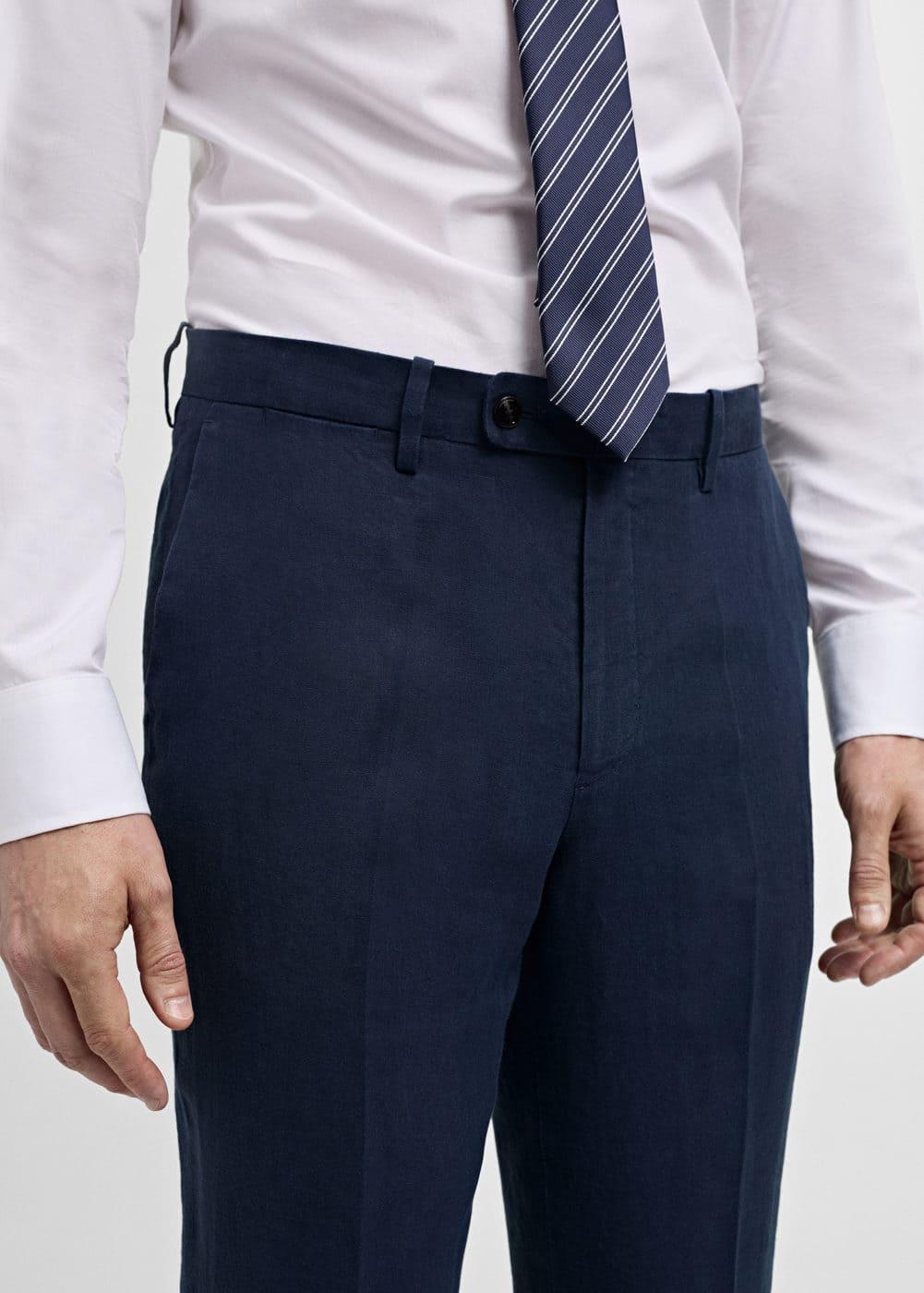 MANGO MAN - 100% linen suit trousers dark navyMen Product Image