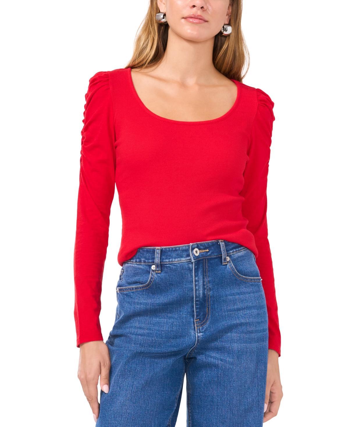 1.state Womens Scoop-Neck Cotton Long-Sleeve Knit Top Product Image