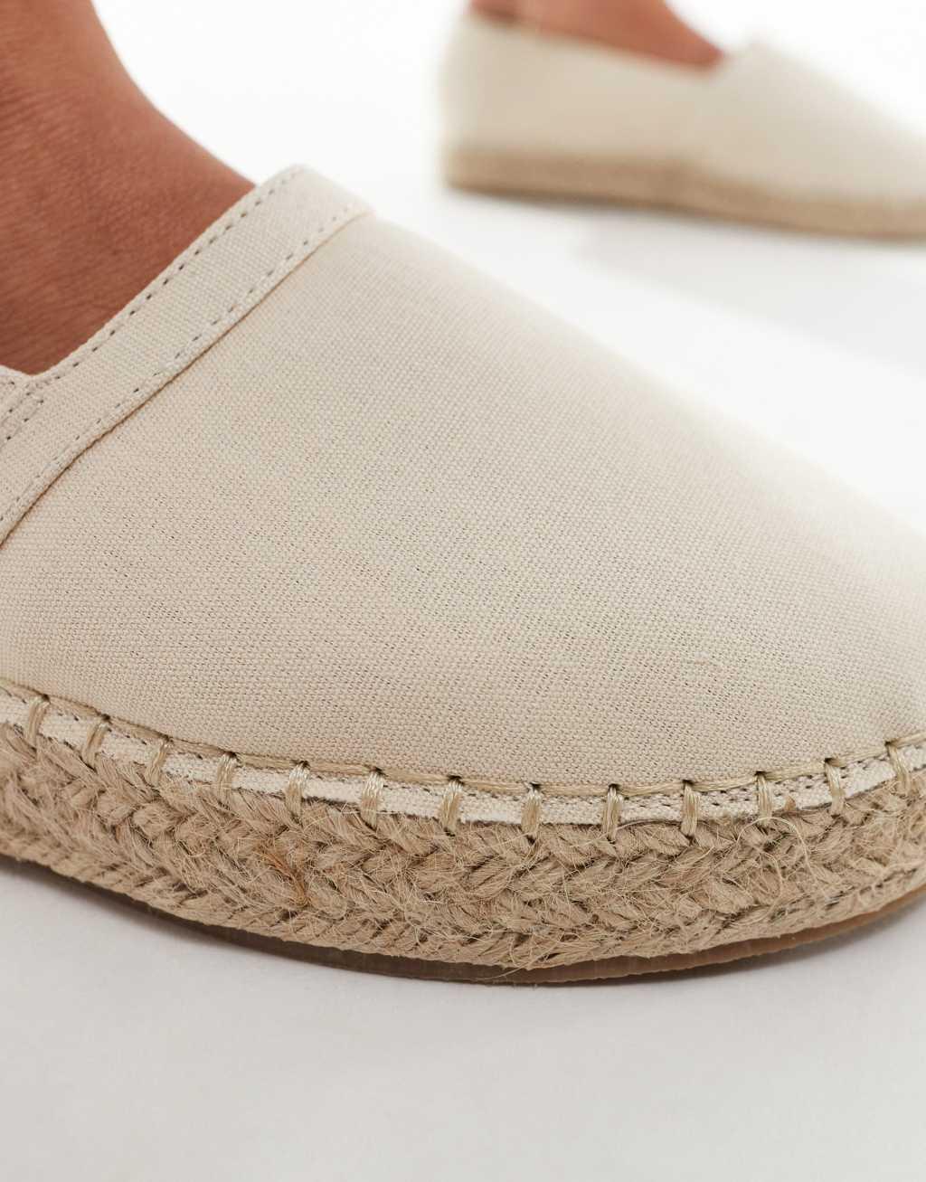 Truffle Collection wide fit stud detail espadrille in beige Product Image