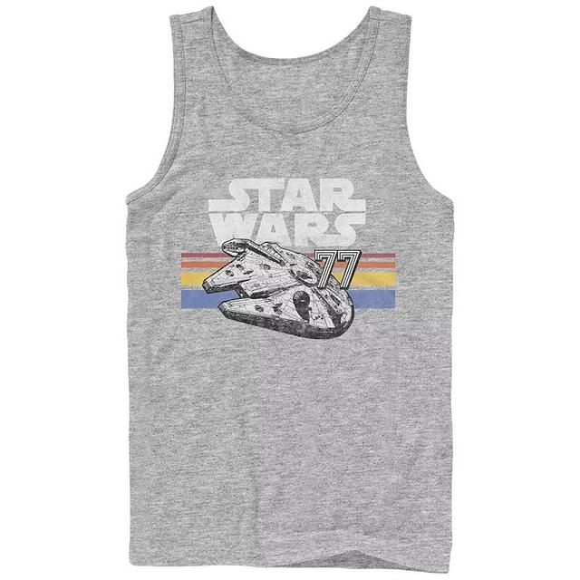 Mens Star Wars Millennium Falcon Stripes Graphic Tank Top Athletic Grey Product Image