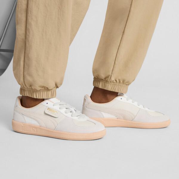 PUMA Palermo Leather Women's Sneakers in Warm White/Alpine Snow/Cashew Product Image