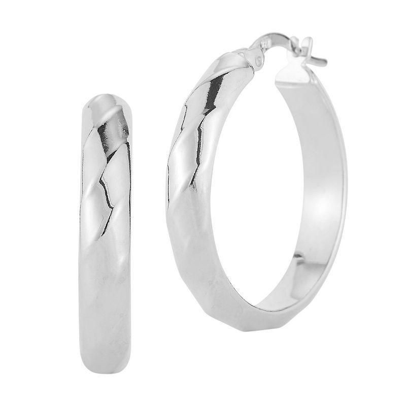 Sunkissed Sterling Sterling Silver Reflective Twist Hoop Earrings, Womens Product Image