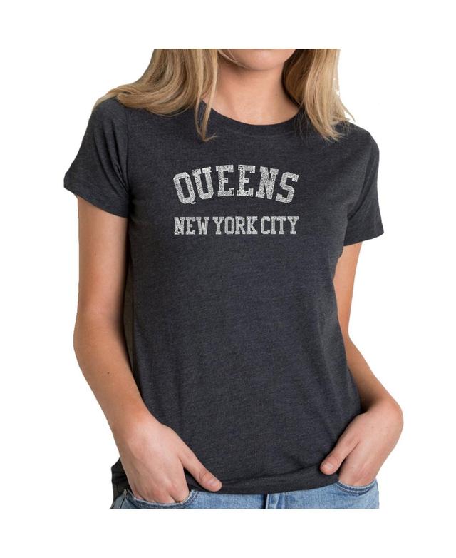 Womens Premium Word Art T-Shirt - Popular Queens Neighborhoods Product Image