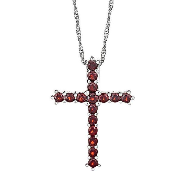 Gemstone Cross Pendant Necklace in Sterling Silver Product Image