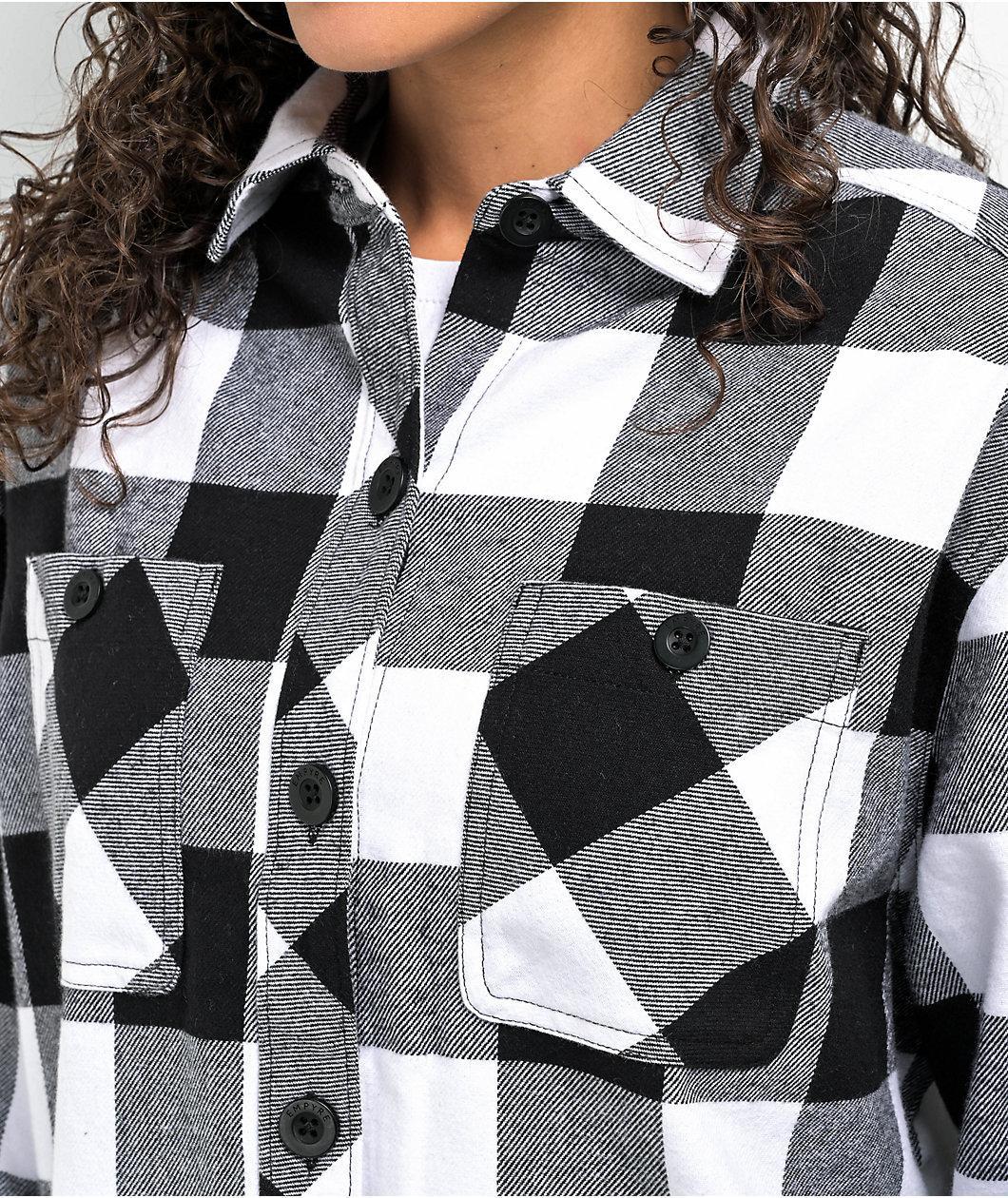 Empyre Akrin Black & White Plaid Flannel Shirt Product Image