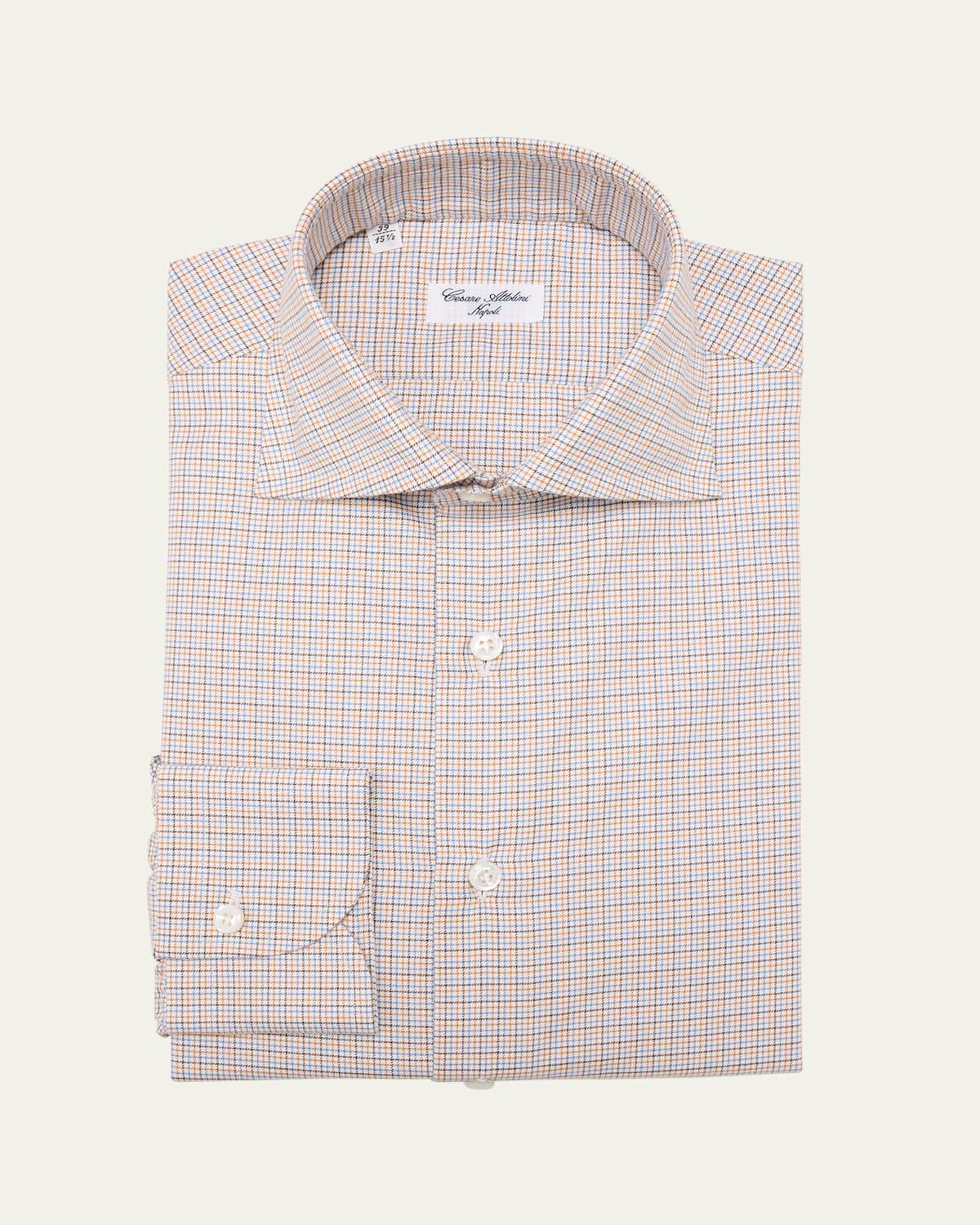 Mens Micro-Check Flannel Dress Shirt Product Image