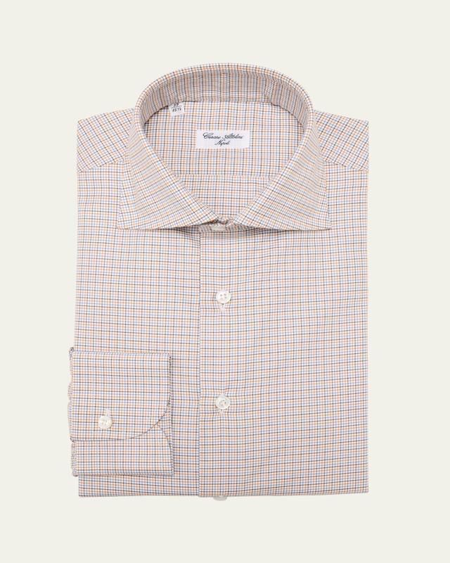 Mens Micro-Check Flannel Dress Shirt Product Image