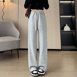 Maternity Drawstring Waist Plain Wide Leg Pants Product Image