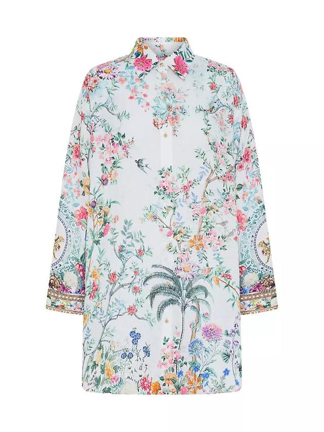 High-Low Floral Linen Cover-Up Product Image