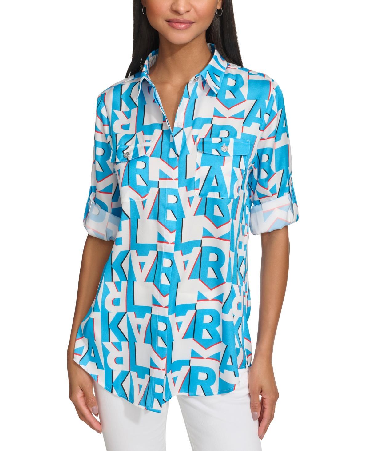 Women's Whimsical-Print Roll-Sleeve Top Product Image