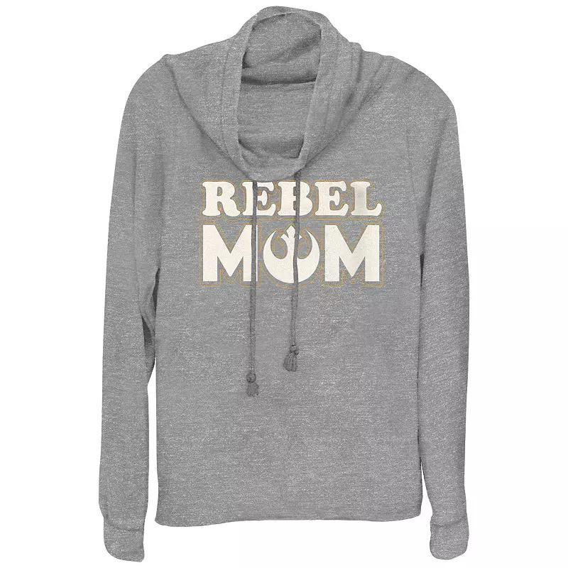 Womens Star Wars Rebel Mom Cowlneck Graphic Lightweight Long Sleeve Gray Grey product image