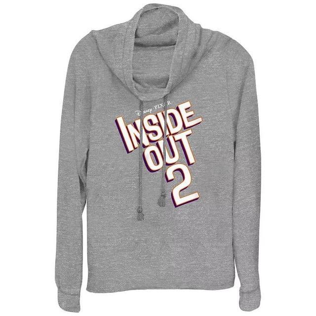 Disney / Pixars Inside Out 2 Title Logo Womens Cowlneck Graphic Lightweight Long Sleeve Gray Grey Product Image