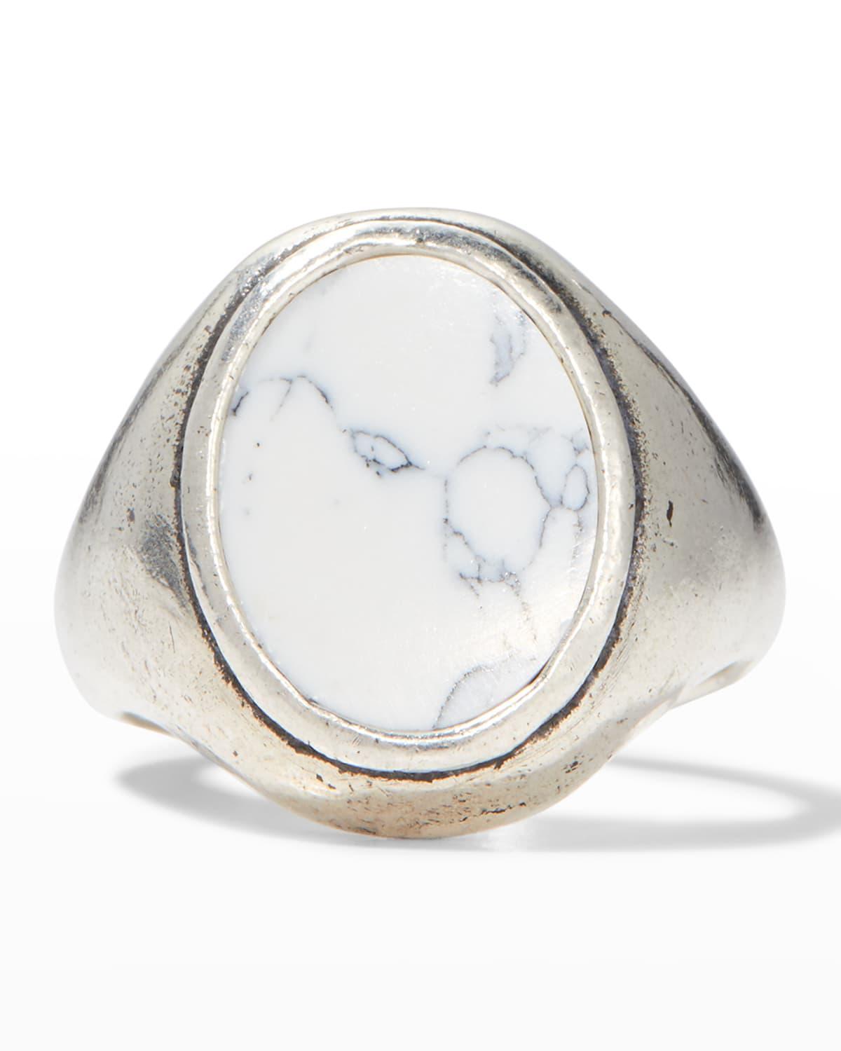 Mens Oval Howlite Statement Ring Product Image