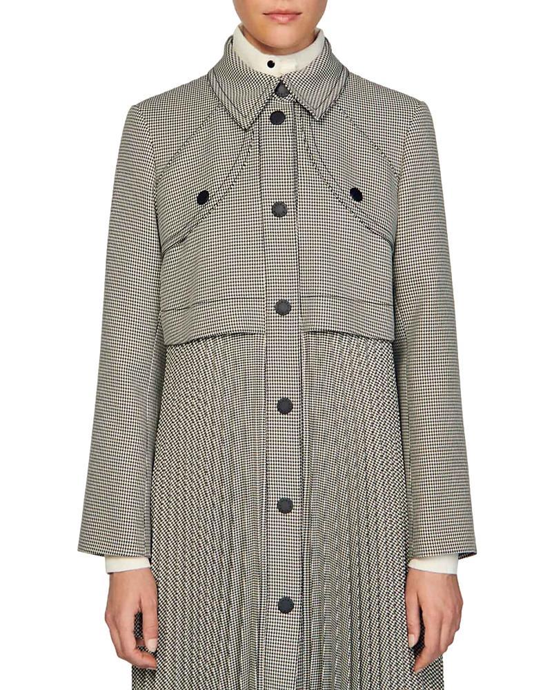 Womens Houndstooth Trench Coat Product Image