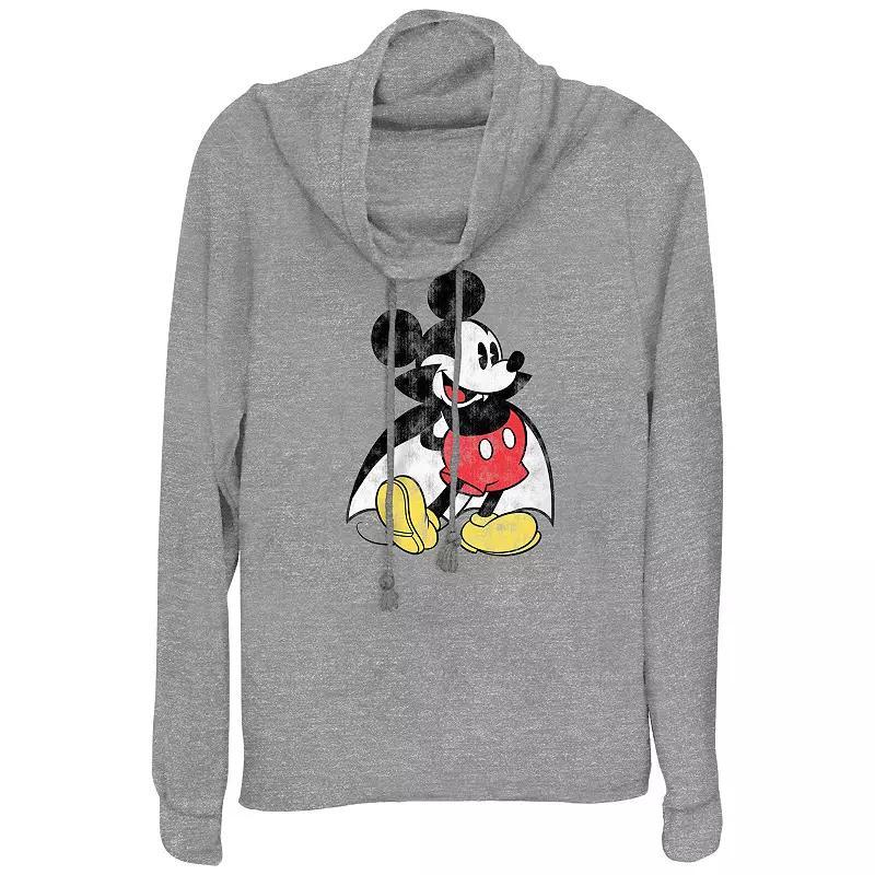 Disneys Mickey Mouse Vampire Plus Size Cowlneck Graphic Lightweight Long Sleeve, Womens Gray Grey Product Image