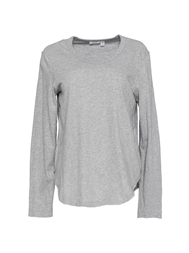 Womens Shrunken Crew Long Sleeve Shirttail Slub Tee Product Image