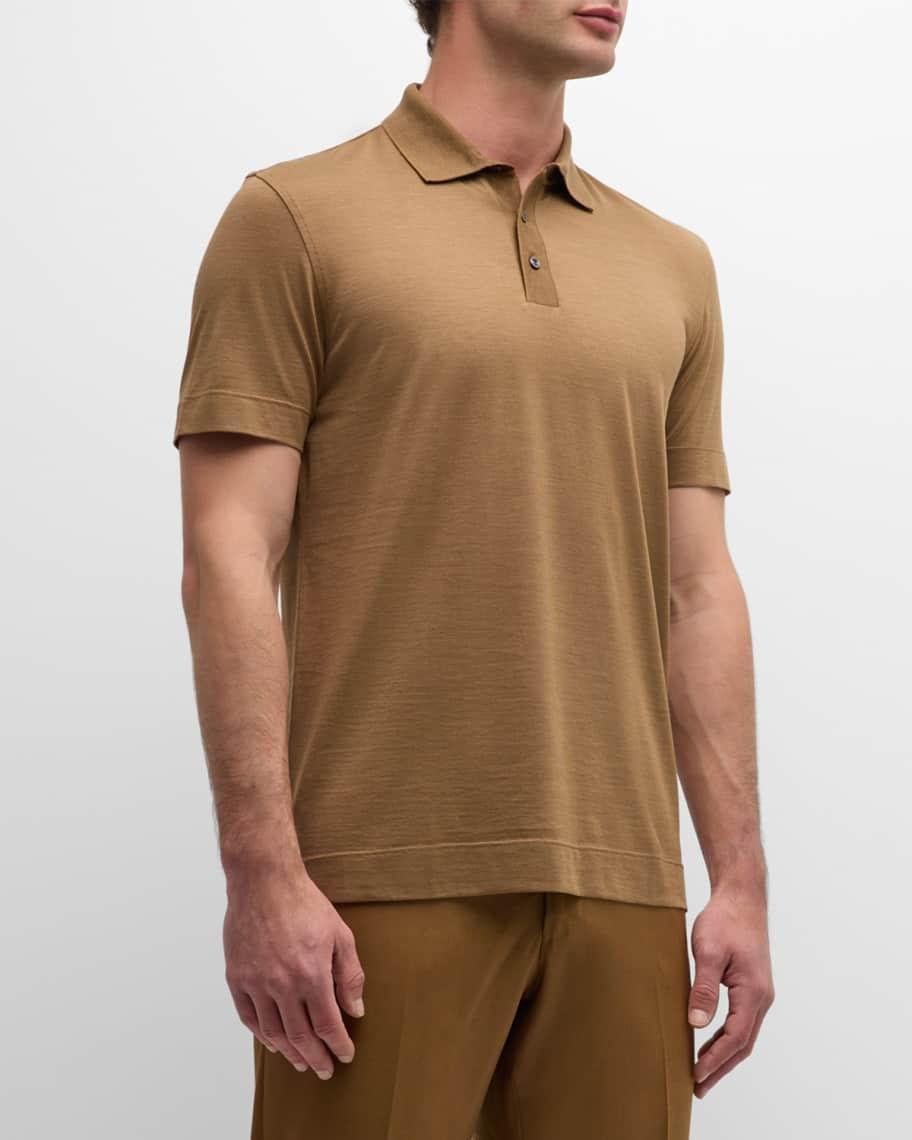 Men's Solid Cotton Silk Short-Sleeve Polo Shirt Product Image