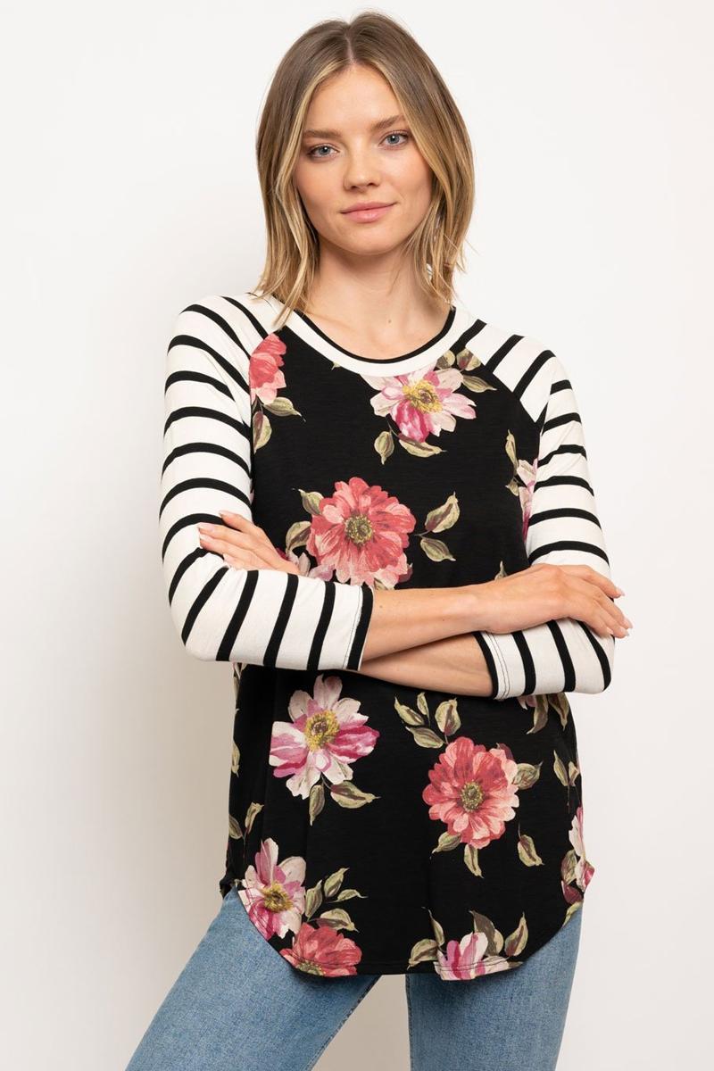 Floral with stripe sleeves Product Image