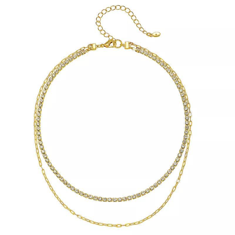 Emberly Gold Tone Delicate 2 Row Cup Chain Necklace, Womens Product Image