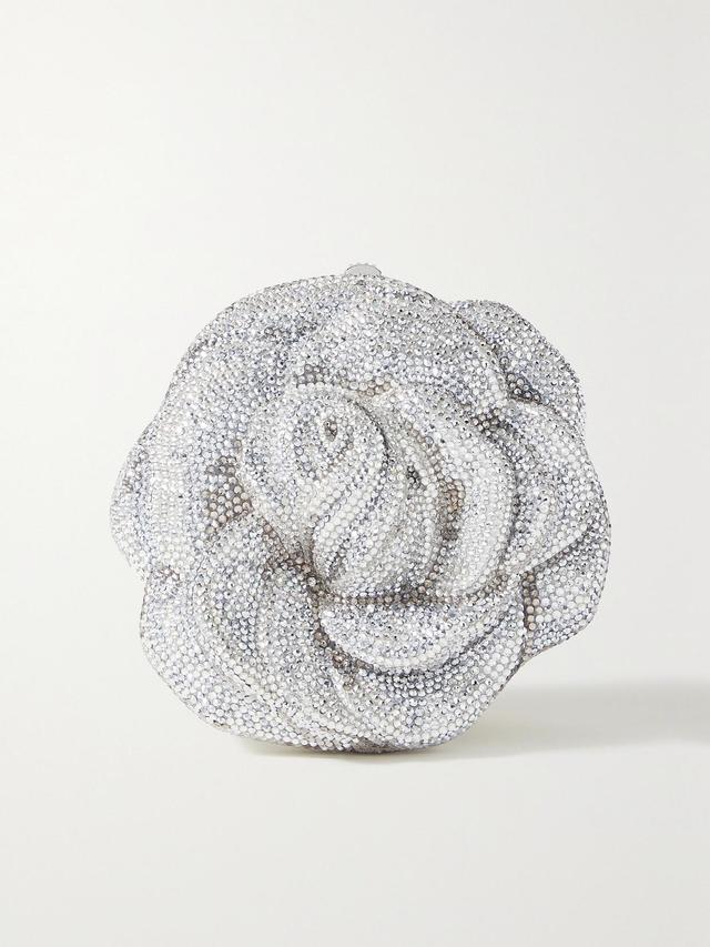 JUDITH LEIBER Rose Desiree Crystal-embellished Silver-tone Clutch Product Image