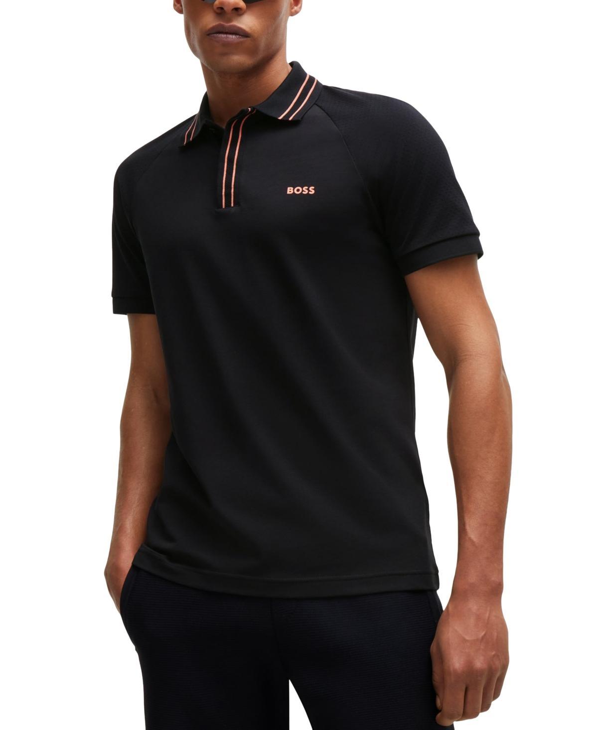 Boss by Hugo Boss Mens Logo Striped Stretch-Cotton Polo Shirt Product Image