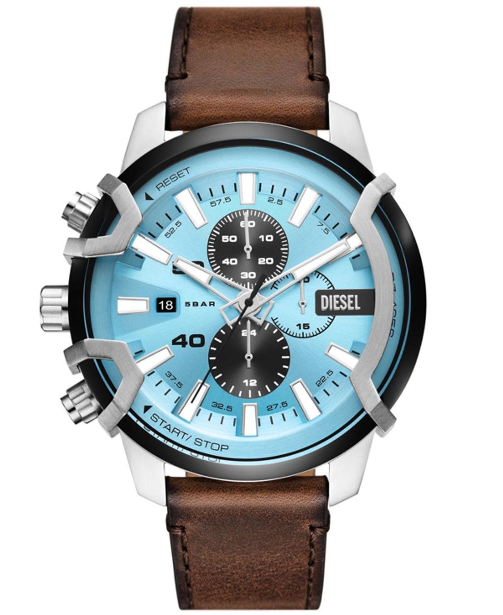 Men's Griffed Chronograph Brown Leather Watch 48mm Product Image