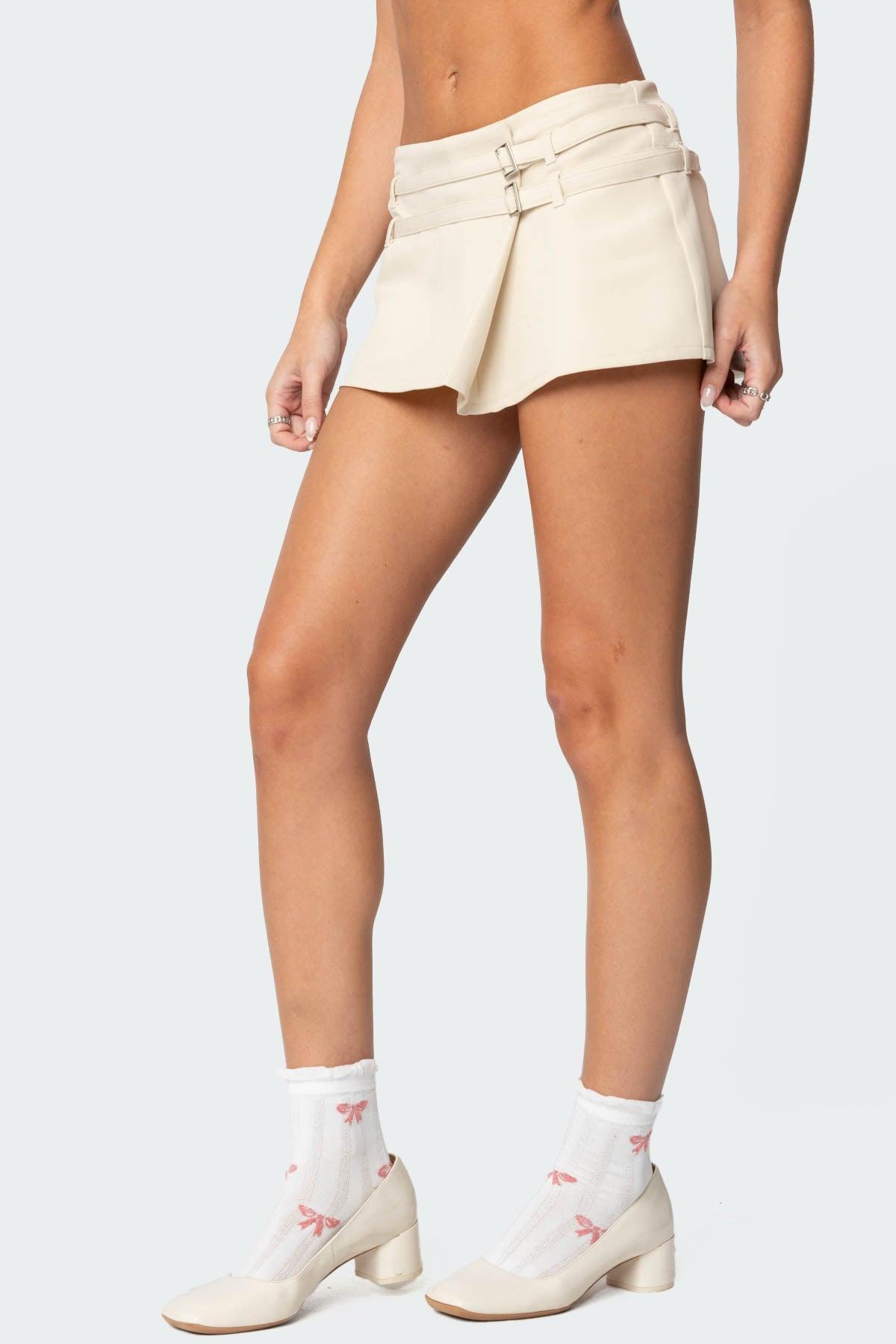 Double Belt Wrapped Mini Skort Product Image