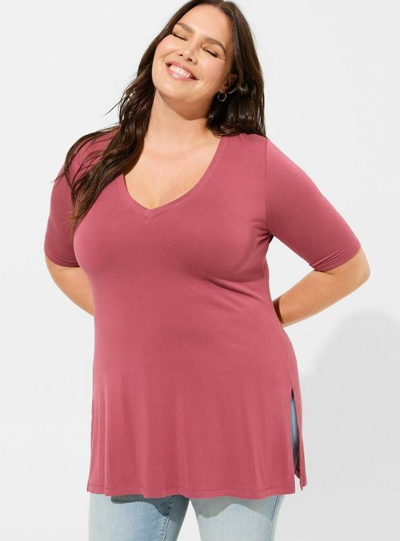 Favorite Tunic V-Neck Side Slit Tee Product Image